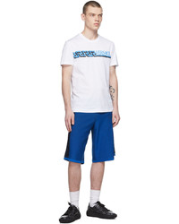 T-shirt à col rond imprimé blanc et bleu Versace