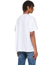 T-shirt à col rond imprimé blanc et bleu Alexander McQueen