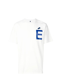 T-shirt à col rond imprimé blanc et bleu Études