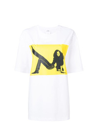 T-shirt à col rond imprimé blanc et jaune Calvin Klein Jeans Est. 1978