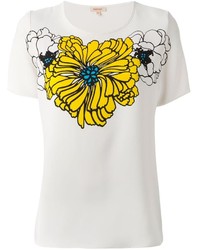 T-shirt à col rond imprimé blanc et jaune P.A.R.O.S.H.