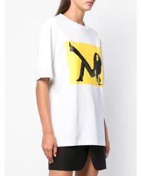 T-shirt à col rond imprimé blanc et jaune Calvin Klein Jeans Est. 1978