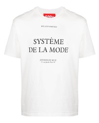 T-shirt à col rond imprimé blanc et noir 032c