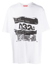 T-shirt à col rond imprimé blanc et noir 032c