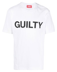 T-shirt à col rond imprimé blanc et noir 032c