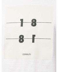 T-shirt à col rond imprimé blanc et noir Cerruti