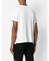 T-shirt à col rond imprimé blanc et noir Saint Laurent