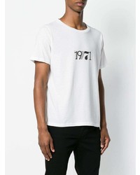 T-shirt à col rond imprimé blanc et noir Saint Laurent