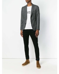 T-shirt à col rond imprimé blanc et noir Saint Laurent