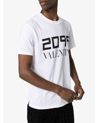 T-shirt à col rond imprimé blanc et noir Valentino