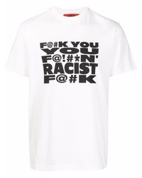 T-shirt à col rond imprimé blanc et noir 424