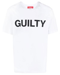 T-shirt à col rond imprimé blanc et noir 424