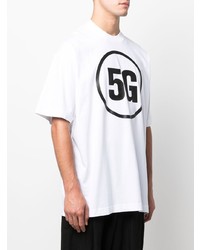 T-shirt à col rond imprimé blanc et noir Vetements