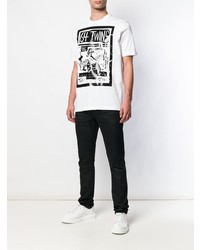 T-shirt à col rond imprimé blanc et noir DSQUARED2