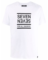 T-shirt à col rond imprimé blanc et noir 7 For All Mankind