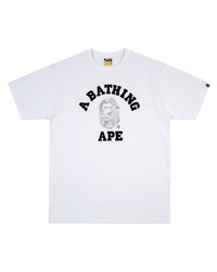 T-shirt à col rond imprimé blanc et noir A Bathing Ape