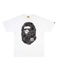 T-shirt à col rond imprimé blanc et noir A Bathing Ape