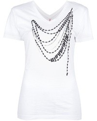 T-shirt à col rond imprimé blanc et noir A.F.Vandevorst