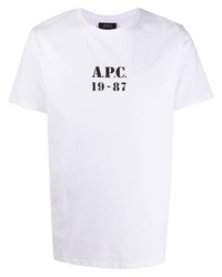T-shirt à col rond imprimé blanc et noir A.P.C.