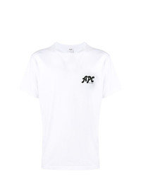 T-shirt à col rond imprimé blanc et noir A.P.C.