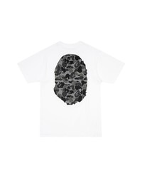 T-shirt à col rond imprimé blanc et noir A Bathing Ape