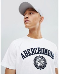 T-shirt à col rond imprimé blanc et noir Abercrombie & Fitch