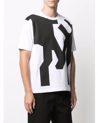 T-shirt à col rond imprimé blanc et noir Junya Watanabe MAN