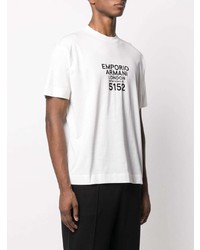 T-shirt à col rond imprimé blanc et noir Emporio Armani