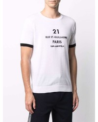 T-shirt à col rond imprimé blanc et noir Karl Lagerfeld