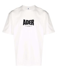 T-shirt à col rond imprimé blanc et noir Ader Error