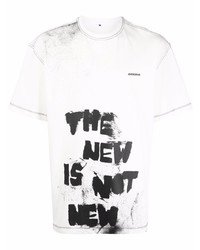 T-shirt à col rond imprimé blanc et noir Ader Error
