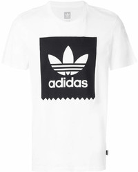 T-shirt à col rond imprimé blanc et noir adidas