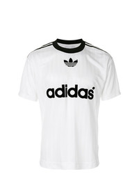 T-shirt à col rond imprimé blanc et noir adidas