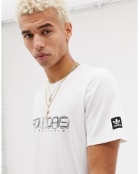 T-shirt à col rond imprimé blanc et noir Adidas Skateboarding