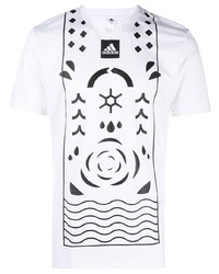 T-shirt à col rond imprimé blanc et noir adidas Tennis