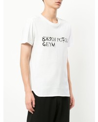 T-shirt à col rond imprimé blanc et noir Geym