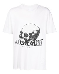 T-shirt à col rond imprimé blanc et noir Alchemist