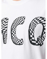 T-shirt à col rond imprimé blanc et noir McQ