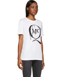 T-shirt à col rond imprimé blanc et noir MCQ