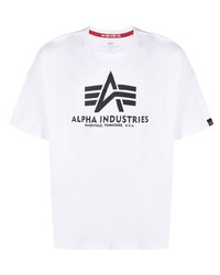 T-shirt à col rond imprimé blanc et noir Alpha Industries