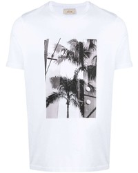 T-shirt à col rond imprimé blanc et noir Altea