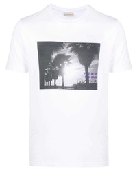 T-shirt à col rond imprimé blanc et noir Altea