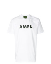 T-shirt à col rond imprimé blanc et noir Amen