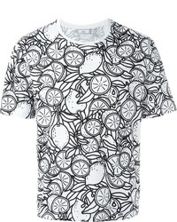 T-shirt à col rond imprimé blanc et noir AMI Alexandre Mattiussi