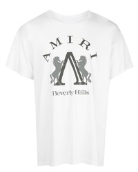 T-shirt à col rond imprimé blanc et noir Amiri