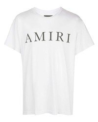 T-shirt à col rond imprimé blanc et noir Amiri