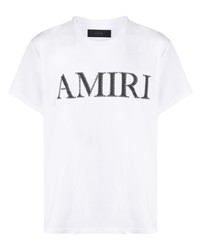 T-shirt à col rond imprimé blanc et noir Amiri