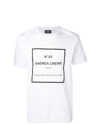 T-shirt à col rond imprimé blanc et noir Andrea Crews