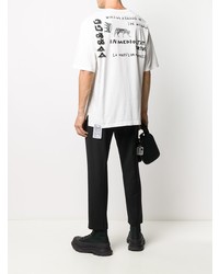 T-shirt à col rond imprimé blanc et noir Dolce & Gabbana