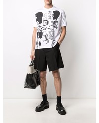 T-shirt à col rond imprimé blanc et noir Junya Watanabe MAN